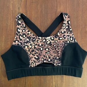 Black sports bra with leopard print (size 16 XXL)